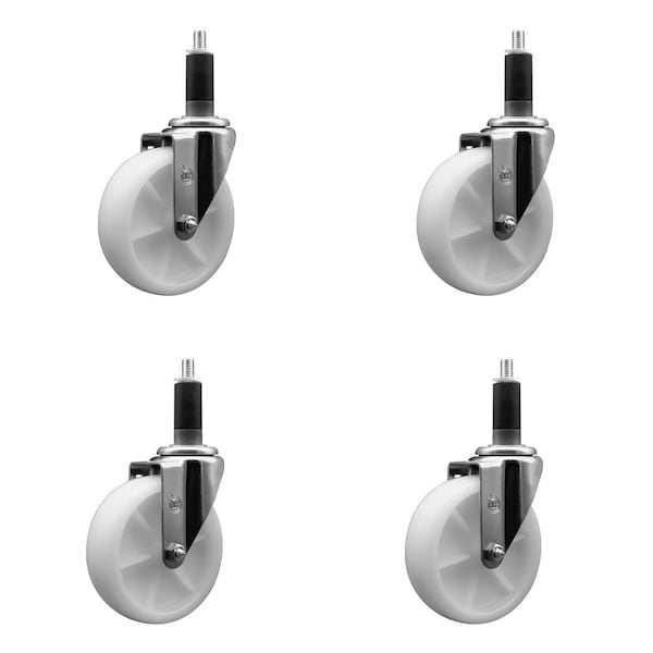 5'' Nylon Wheel Swivel 1-1/8'' Expanding Stem Caster Set, 4PK